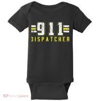 911 American Flag Dispatcher Thin Gold Line Operator Baby Bodysuit thumb 0