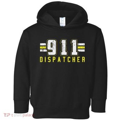911 American Flag Dispatcher Thin Gold Line Operator Toddler Hoodie