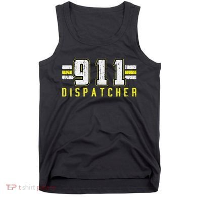 911 American Flag Dispatcher Thin Gold Line Operator Tank Top
