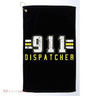911 American Flag Dispatcher Thin Gold Line Operator Golf Towel