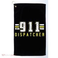 911 American Flag Dispatcher Thin Gold Line Operator Golf Towel thumb 0
