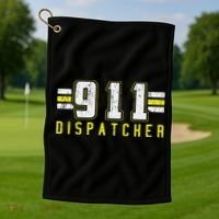 911 American Flag Dispatcher Thin Gold Line Operator Golf Towel thumb 1