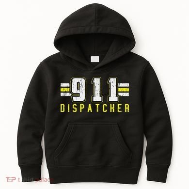 911 American Flag Dispatcher Thin Gold Line Operator Kids Hoodie