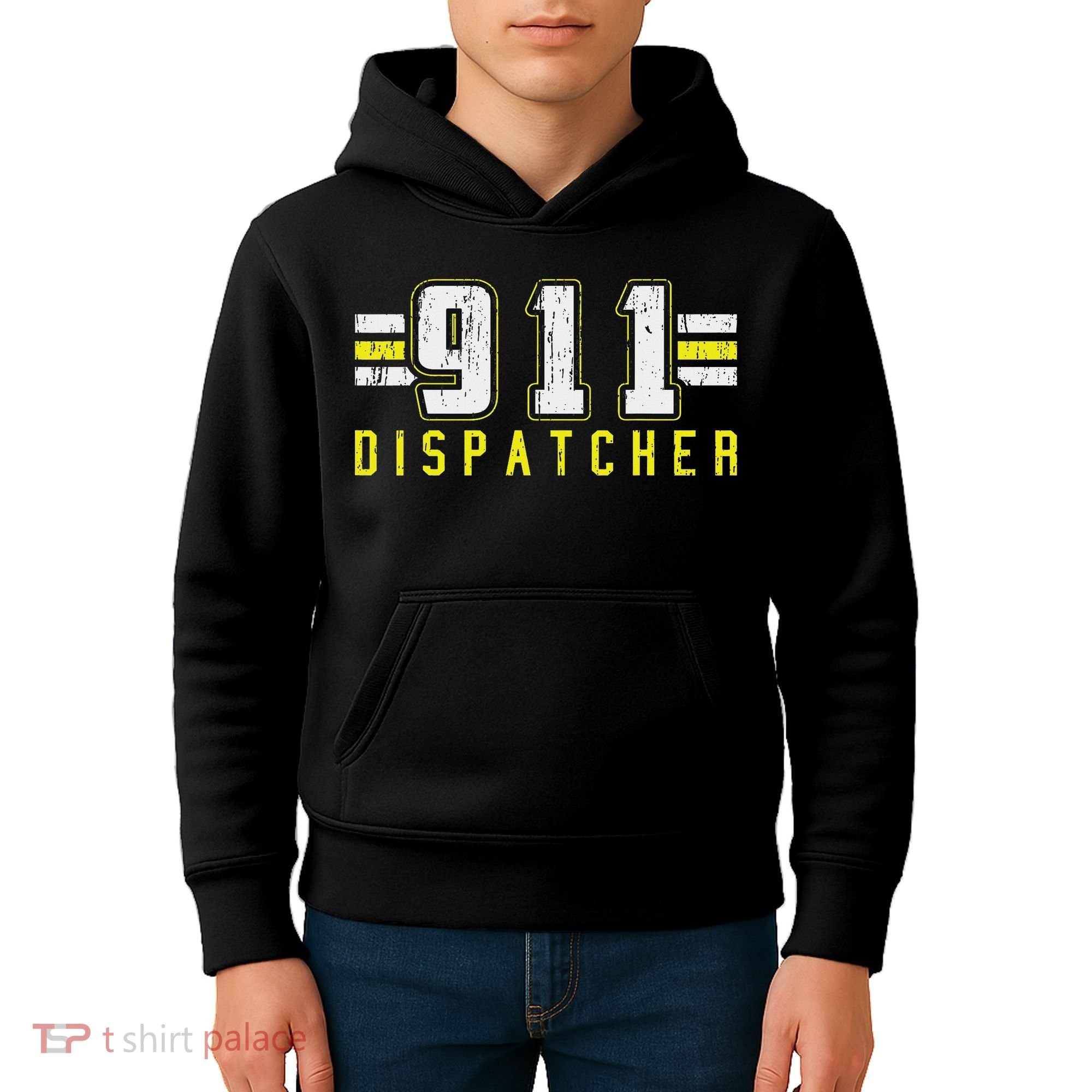 911 American Flag Dispatcher Thin Gold Line Operator Kids Hoodie