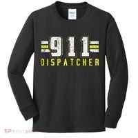 911 American Flag Dispatcher Thin Gold Line Operator Kids Long Sleeve Shirt thumb 0