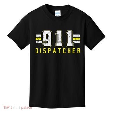 911 American Flag Dispatcher Thin Gold Line Operator Kids T-Shirt