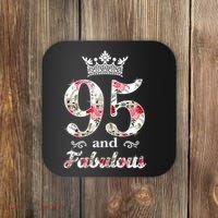 95 And Fabulous Queen 95th Birthday Present Coaster thumb 0