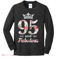 95 And Fabulous Queen 95th Birthday Present Kids Long Sleeve Shirt thumb 0
