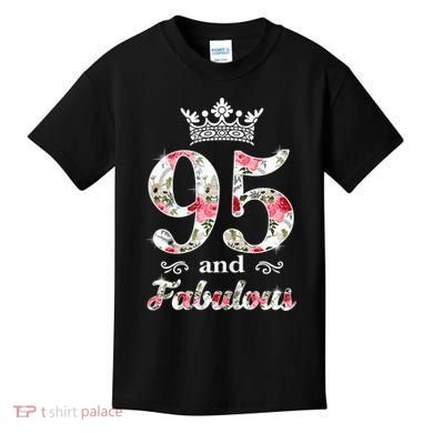 95 And Fabulous Queen 95th Birthday Present Kids T-Shirt