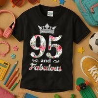 95 And Fabulous Queen 95th Birthday Present Kids T-Shirt thumb 3