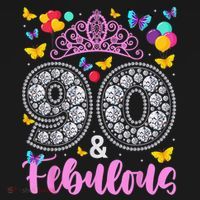 90 And Fabulous 90 Years Old 90th Birthday Sweatshirt thumb 3