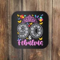 90 And Fabulous 90 Years Old 90th Birthday Coaster thumb 0