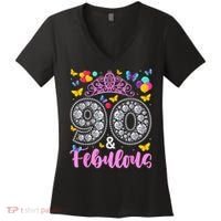 90 And Fabulous 90 Years Old 90th Birthday Women's V-Neck T-Shirt thumb 0