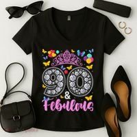 90 And Fabulous 90 Years Old 90th Birthday Women's V-Neck T-Shirt thumb 2