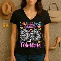 90 And Fabulous 90 Years Old 90th Birthday Women's V-Neck T-Shirt thumb 3