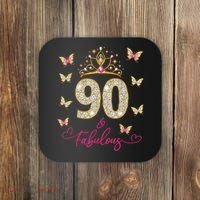 90 And Fabulous 90 Years Old 90th Birthday Coaster thumb 0