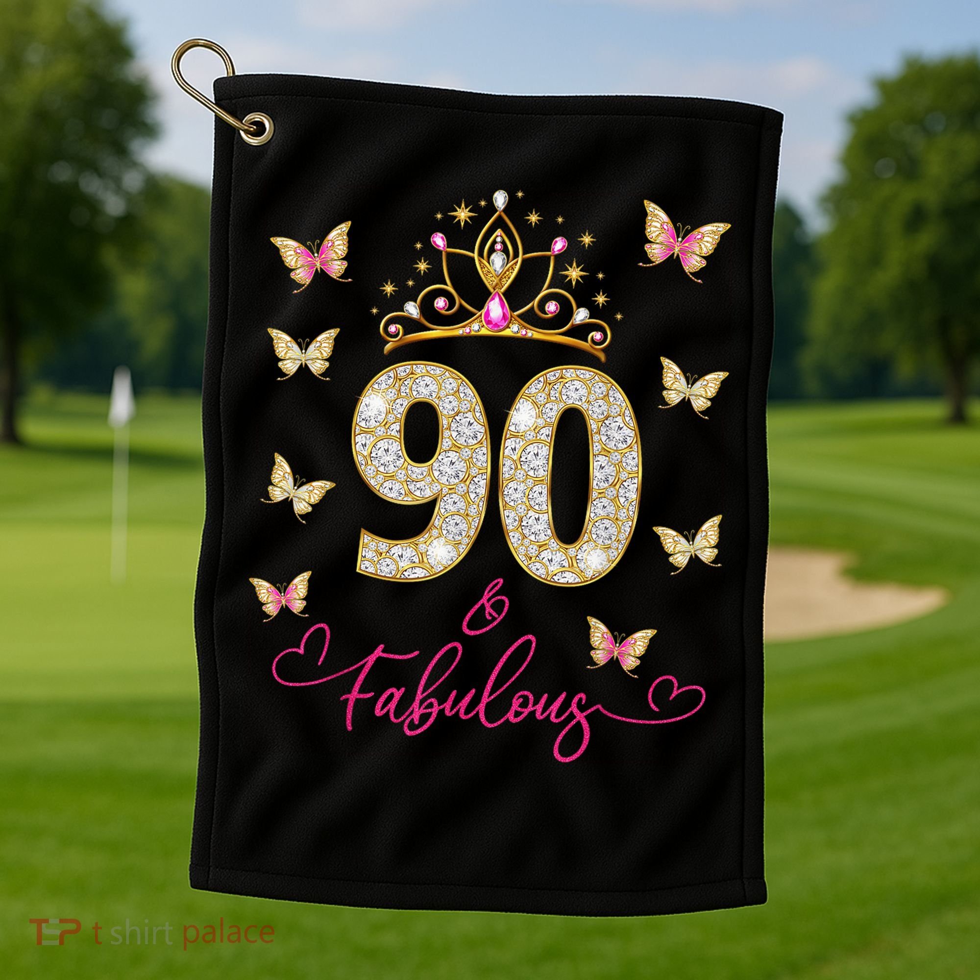 90 And Fabulous 90 Years Old 90th Birthday Golf Towel