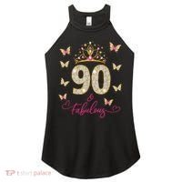 90 And Fabulous 90 Years Old 90th Birthday Women's Perfect Tri Rocker Tank thumb 0
