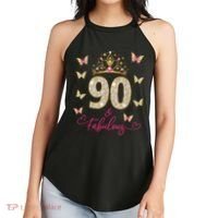 90 And Fabulous 90 Years Old 90th Birthday Women's Perfect Tri Rocker Tank thumb 2