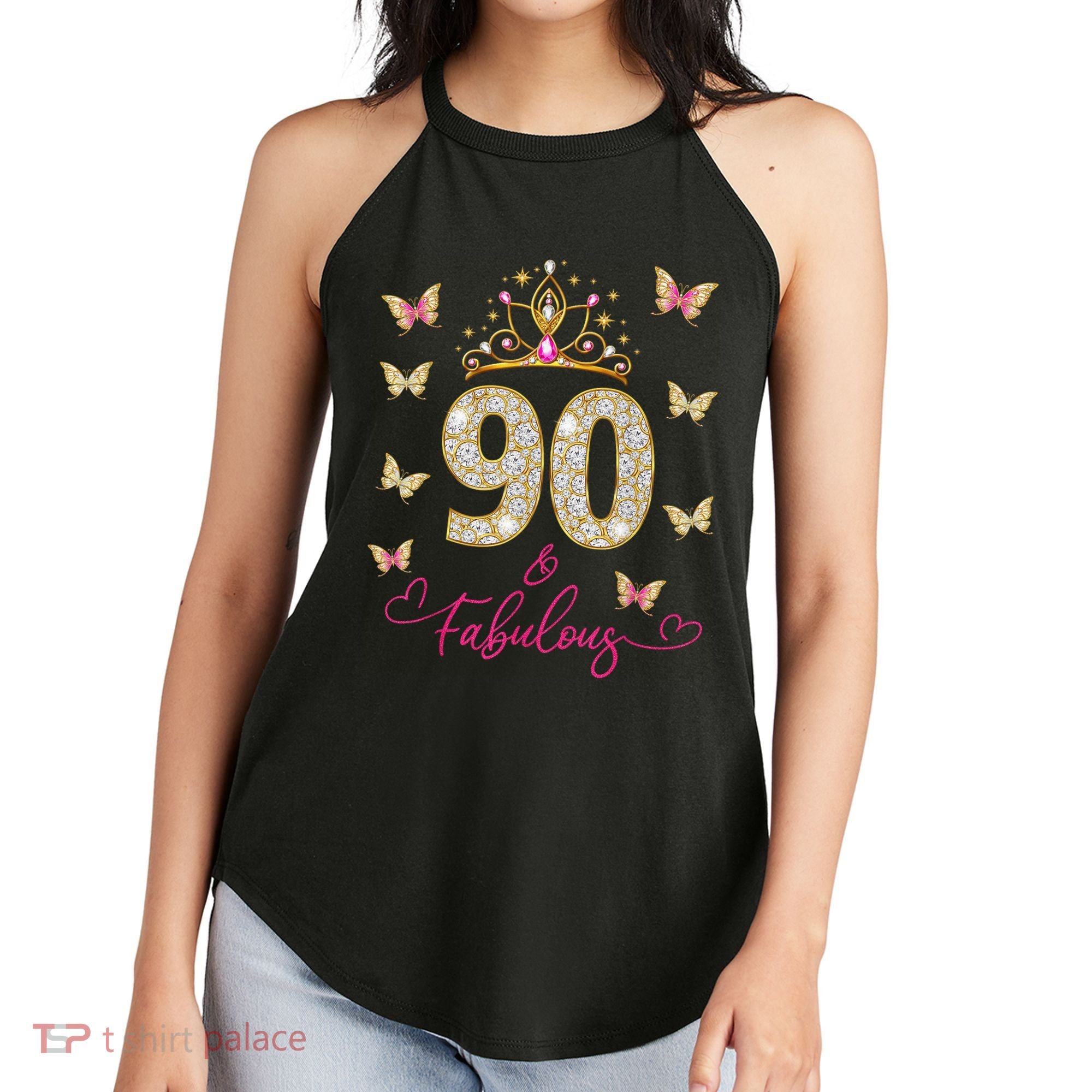 90 And Fabulous 90 Years Old 90th Birthday Women's Perfect Tri Rocker Tank