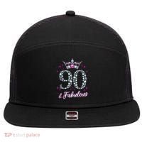 90 And Fabulous 1929 90Th Birthday 7 Panel Mesh Trucker Snapback Hat thumb 0