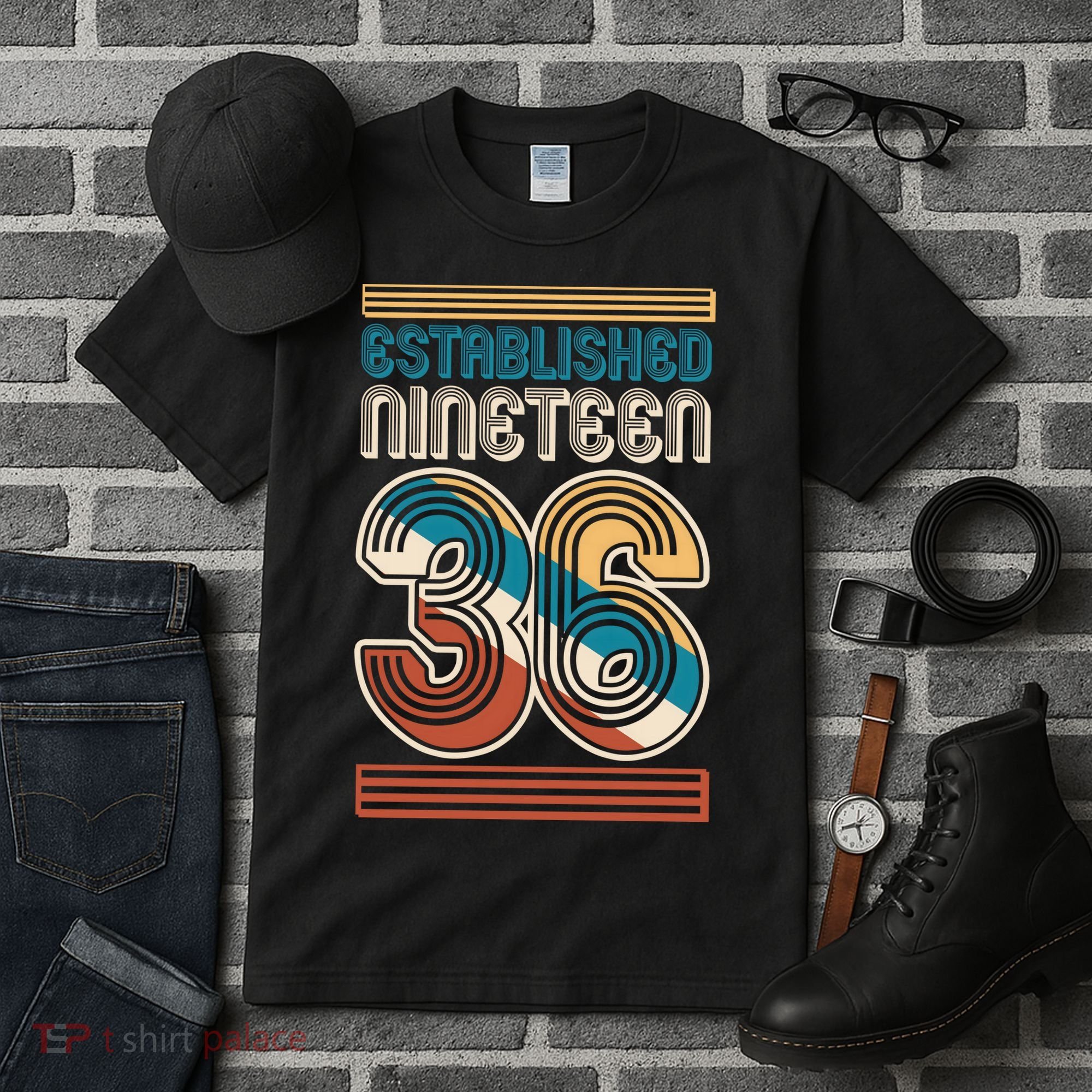90th Birthday 1936 Established Nineteen 36 Tall T-Shirt