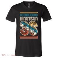 90th Birthday 1936 Established Nineteen 36 V-Neck T-Shirt thumb 0