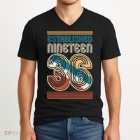 90th Birthday 1936 Established Nineteen 36 V-Neck T-Shirt thumb 2