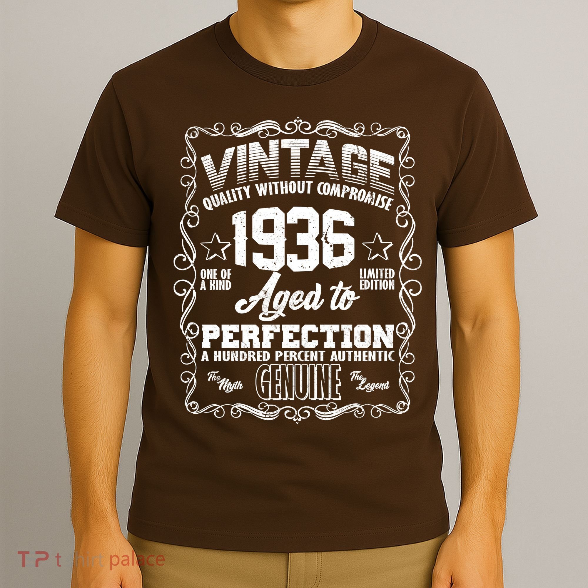 90th Birthday 1936 Vintage Quality Without Compromise Aged To Perfection Genuine T-Shirt