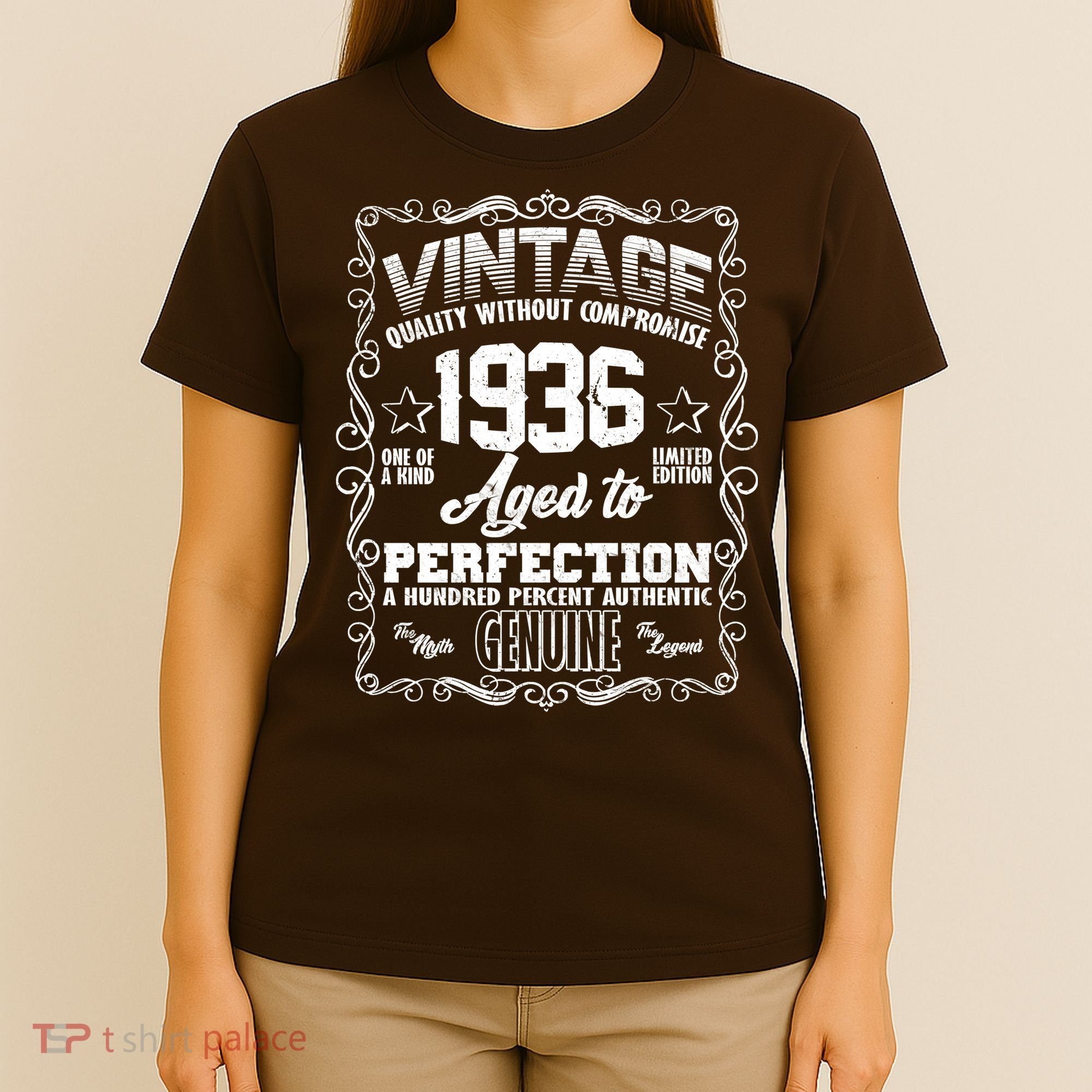 90th Birthday 1936 Vintage Quality Without Compromise Aged To Perfection Genuine T-Shirt