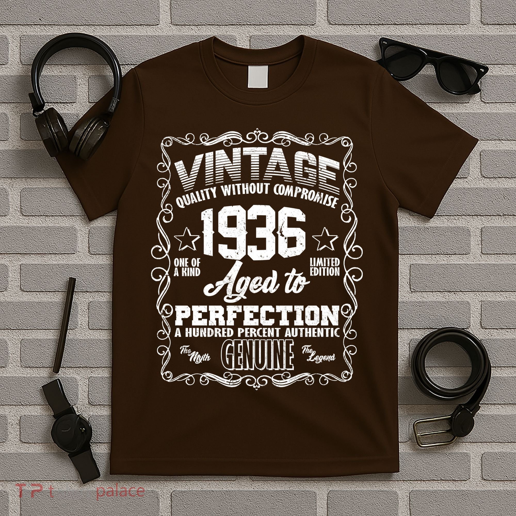 90th Birthday 1936 Vintage Quality Without Compromise Aged To Perfection Genuine T-Shirt