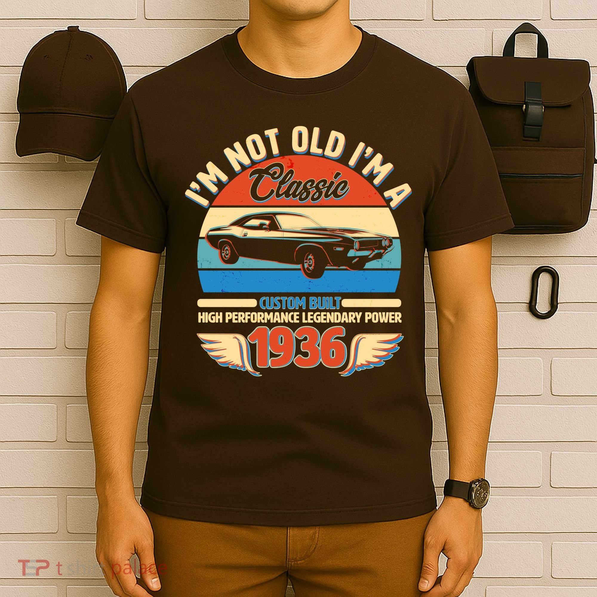 90 Birthday 1936 I'm Not Old I'm A Classic Custom Built Vintage Muscle Car T-Shirt