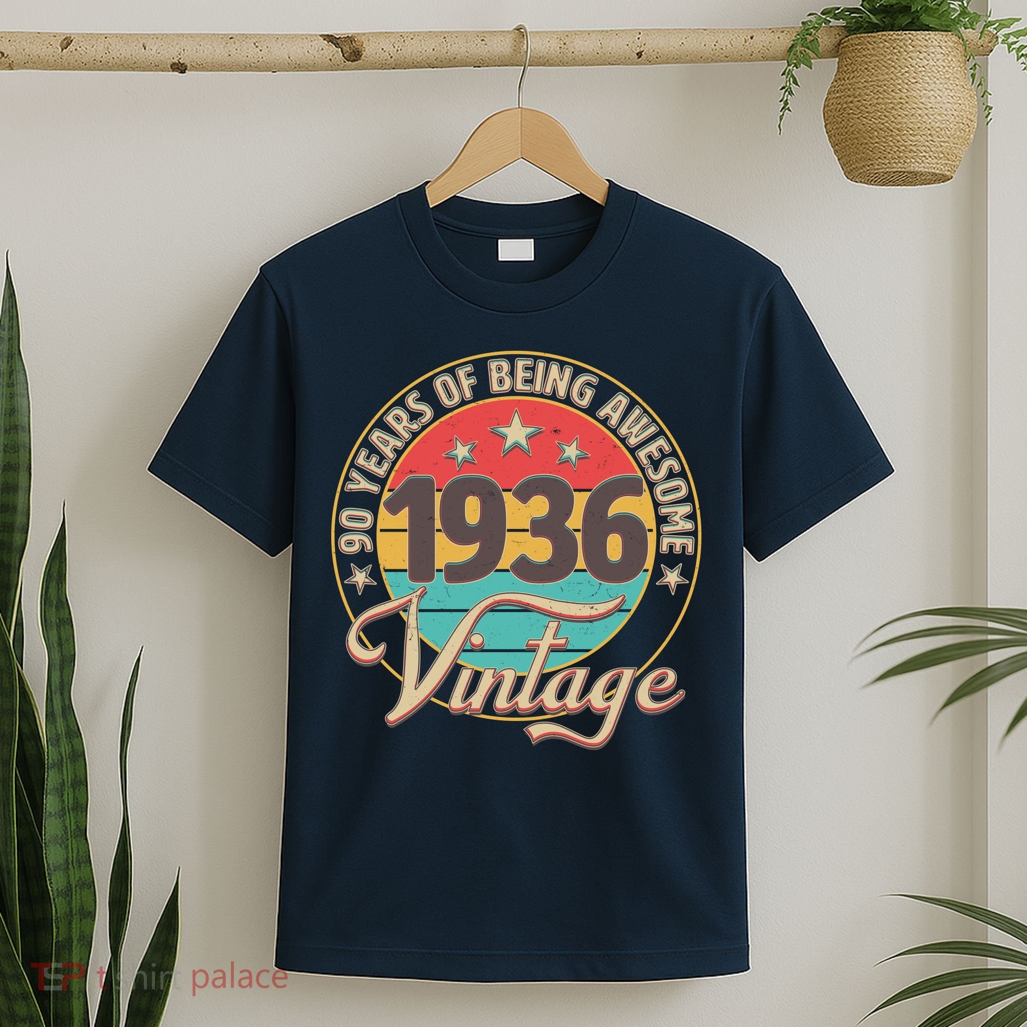 90th Birthday 90 Years Of Being Awesome 1936 Vintage  T-Shirt