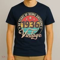 90th Birthday 90 Years Of Being Awesome 1936 Vintage  T-Shirt thumb 3