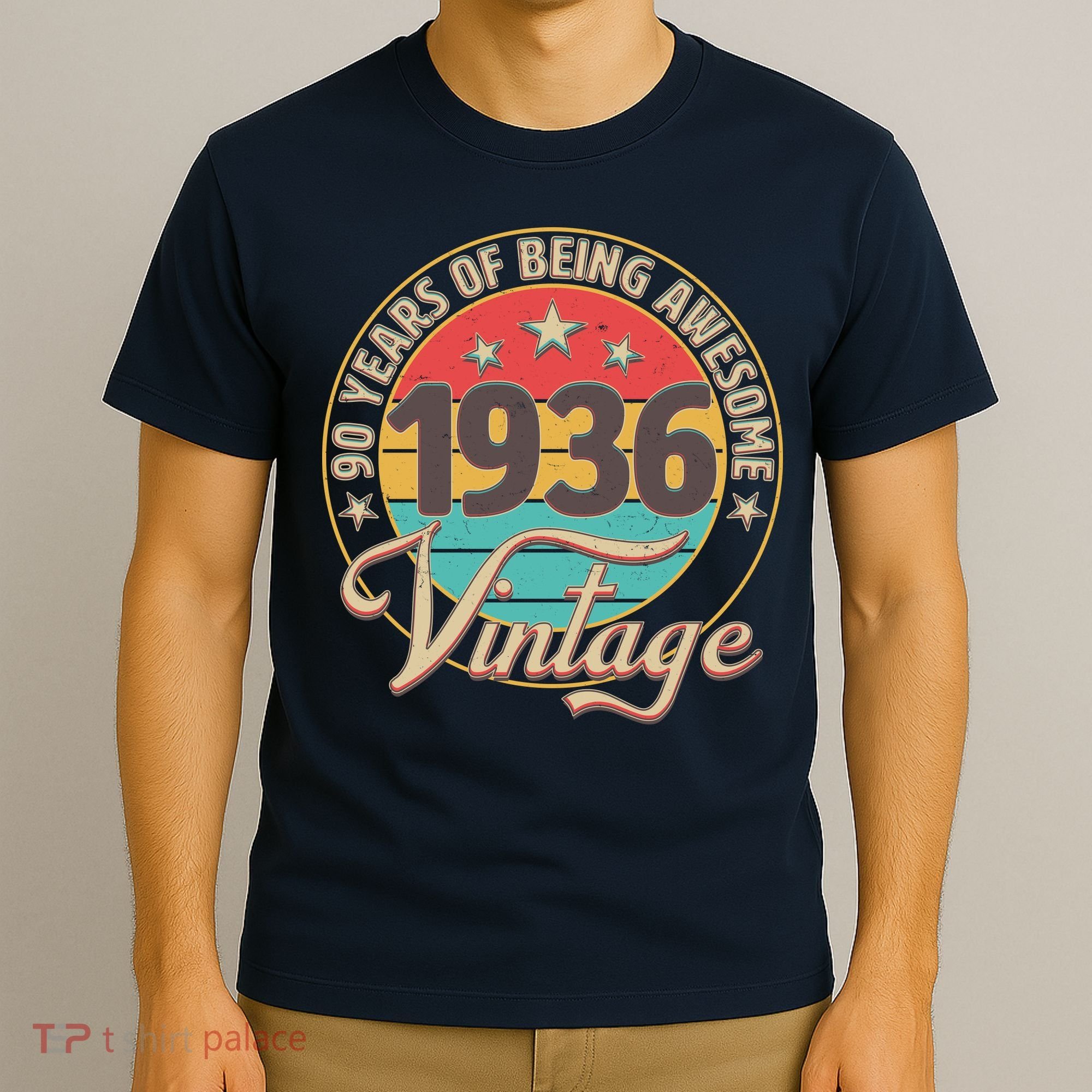 90th Birthday 90 Years Of Being Awesome 1936 Vintage  T-Shirt
