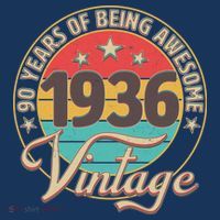 90th Birthday 90 Years Of Being Awesome 1936 Vintage  T-Shirt thumb 7