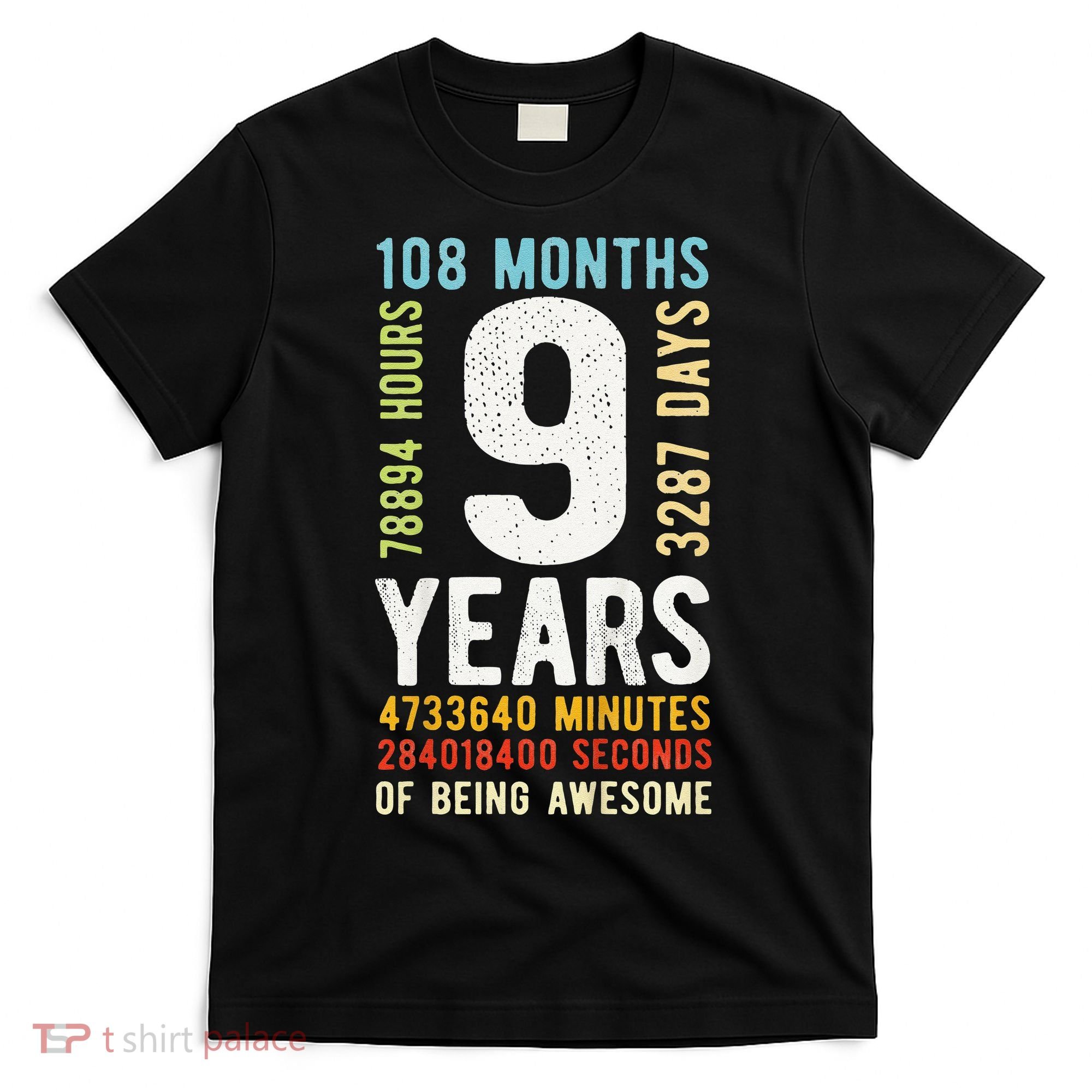 9th Birthday 9 Years Old Vintage Retro 108 Months Cute T-Shirt