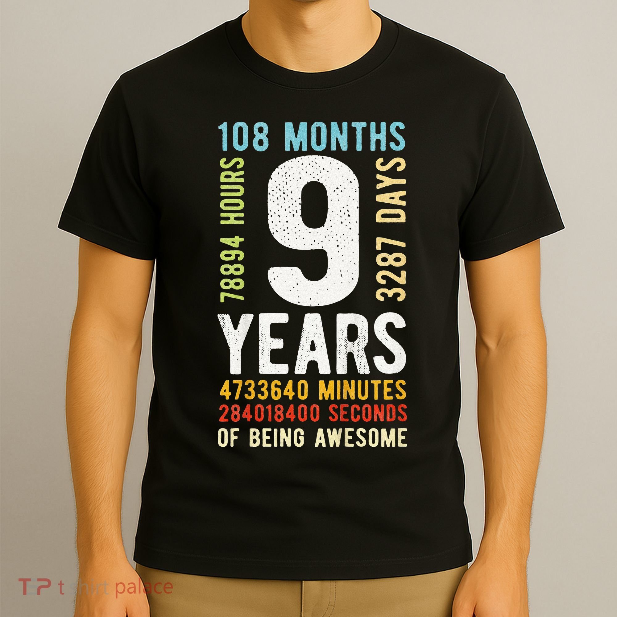 9th Birthday 9 Years Old Vintage Retro 108 Months Cute T-Shirt
