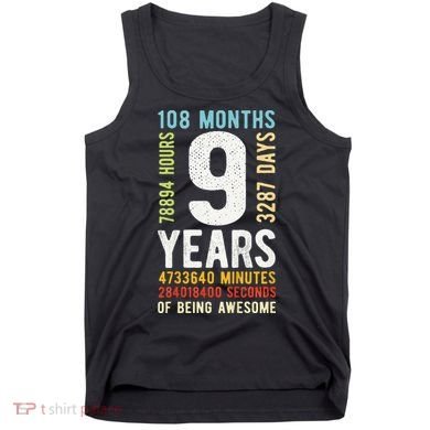 9th Birthday 9 Years Old Vintage Retro 108 Months Cute Tank Top