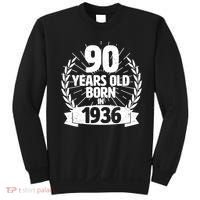 90th Birthday 90 Years Old Born In 1936 Wreath Banner  Sweatshirt thumb 0