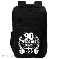 90th Birthday 90 Years Old Born In 1936 Wreath Banner  Impact Tech Backpack thumb 0