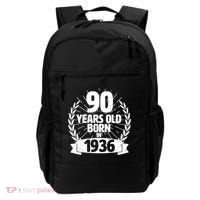 90th Birthday 90 Years Old Born In 1936 Wreath Banner  Backpack thumb 0