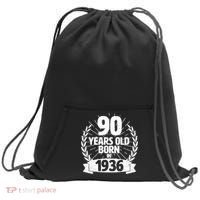 90th Birthday 90 Years Old Born In 1936 Wreath Banner  Sweatshirt Cinch Pack Bag thumb 0