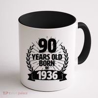 90th Birthday 90 Years Old Born In 1936 Wreath Banner  Coffee Mug thumb 1