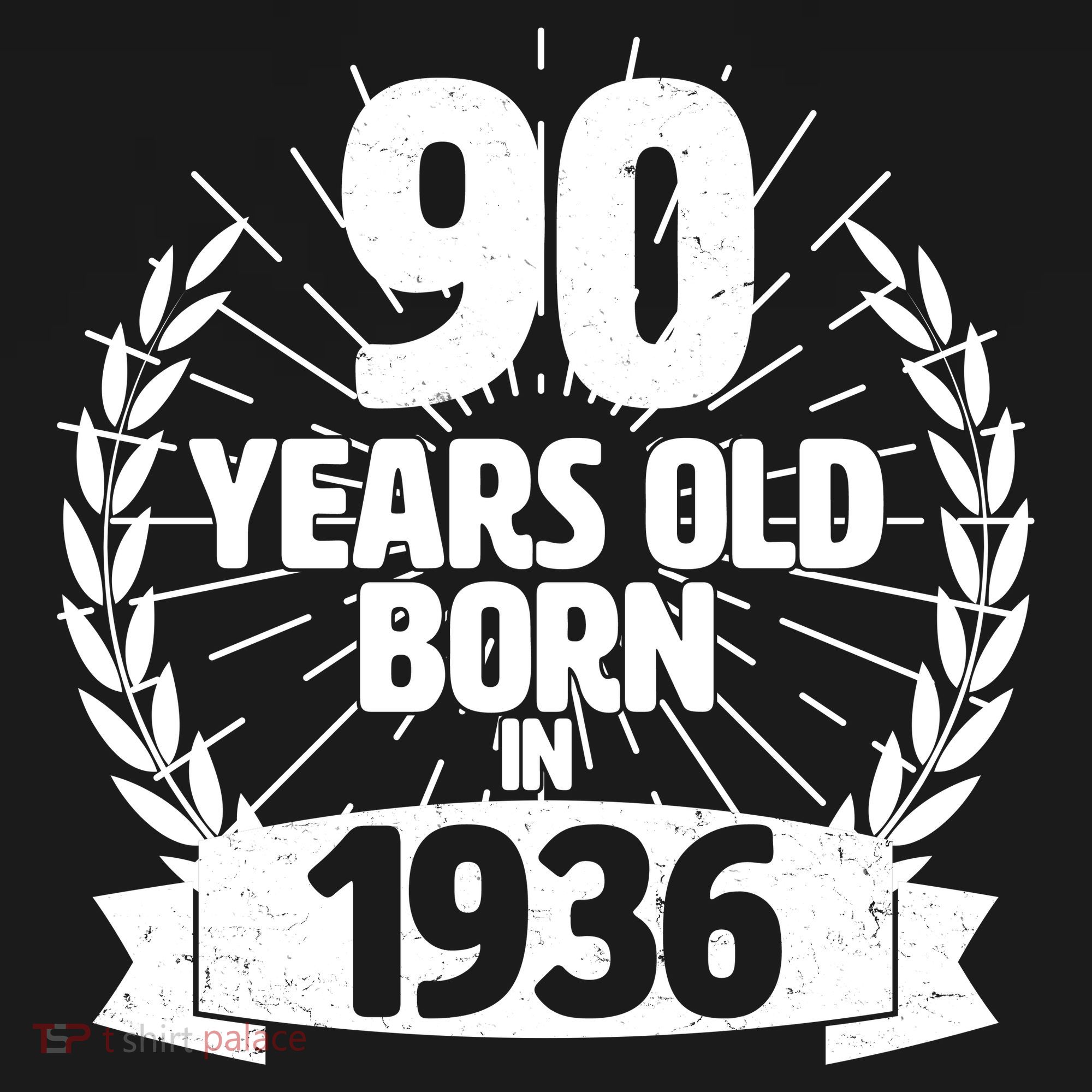 90th Birthday 90 Years Old Born In 1936 Wreath Banner  Women's Hoodie