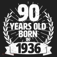 90th Birthday 90 Years Old Born In 1936 Wreath Banner  Crop Fleece Hoodie thumb 2