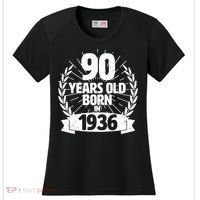 90th Birthday 90 Years Old Born In 1936 Wreath Banner  Women's Cooling Performance Crew T-Shirt thumb 0