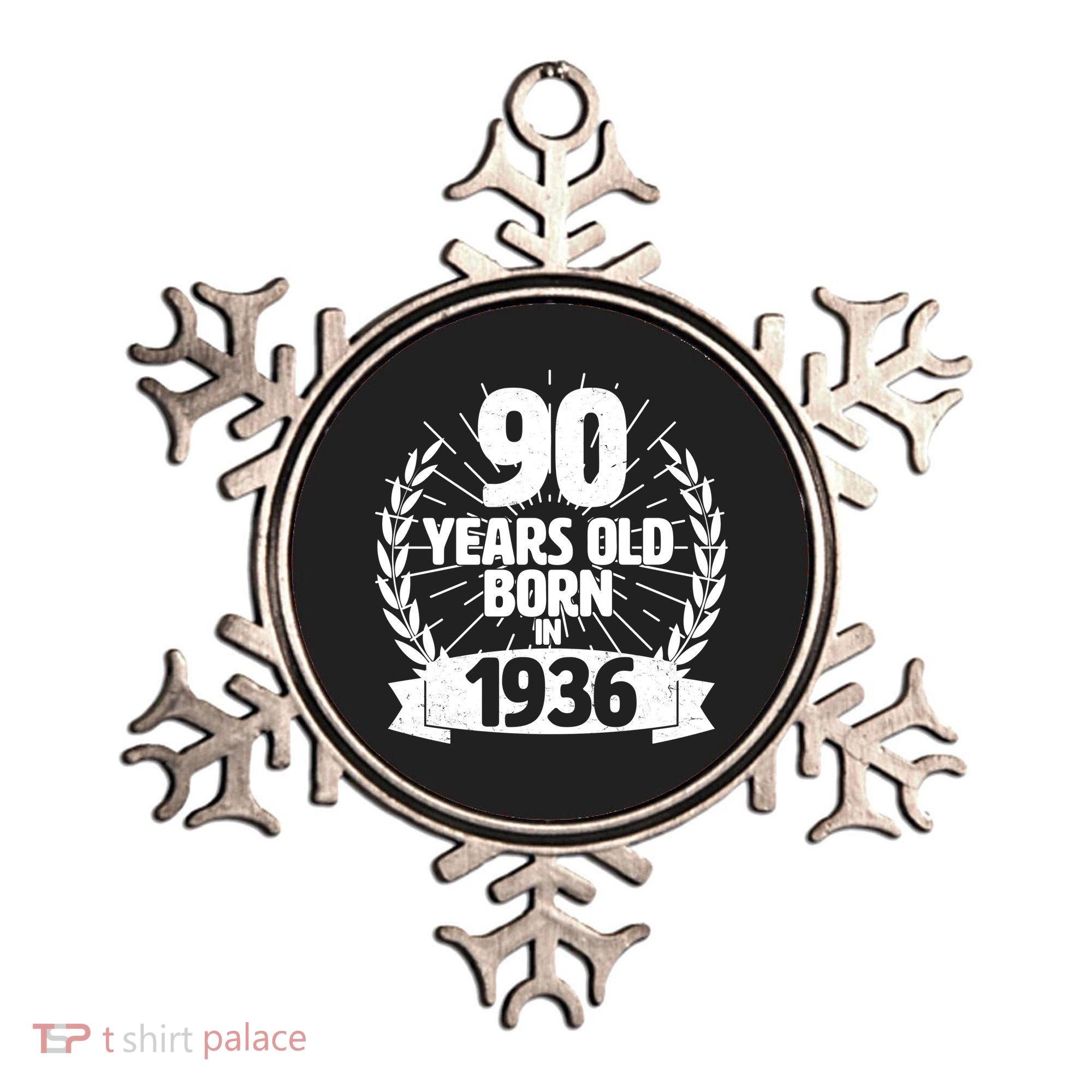 90th Birthday 90 Years Old Born In 1936 Wreath Banner  Ornament