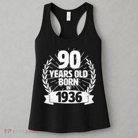 90th Birthday 90 Years Old Born In 1936 Wreath Banner  Women's Tank Top thumb 3