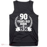 90th Birthday 90 Years Old Born In 1936 Wreath Banner  Tank Top thumb 0